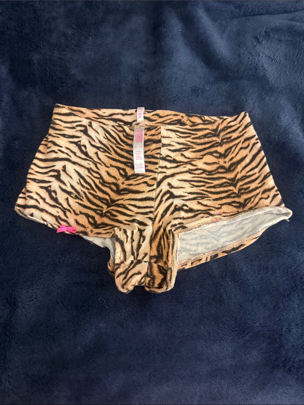 PINK Victoria's Secret Tan and Black Tiger-Print Bike Shorts